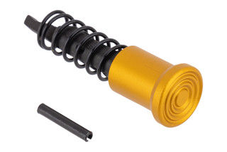 Anodized gold AR-15 forward assist assembly.